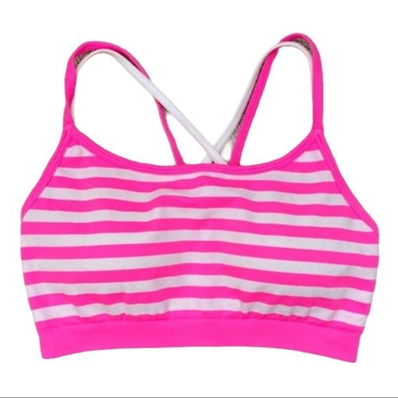 Fabletics Kemp Pink & White Striped Sports Bra S - Picture 2 of 3